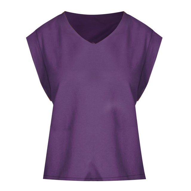WTXUE Débardeurs Sans Manches, Encolure Dégagée Manches Courtes pour Femmes Haut d'Été T-Shirts Basiques Débardeur Ample 2024 Rayé Hauts Décontractés pour Femmes Violet G