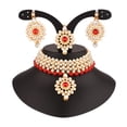 thumbnail image 3 of Efulgenz Indian Jewelry Choker Crystal Floral Faux Pearl Floral Necklace Earrings Maang Tikka Bollywood Wedding Bridal Jewelry Set,, 3 of 5