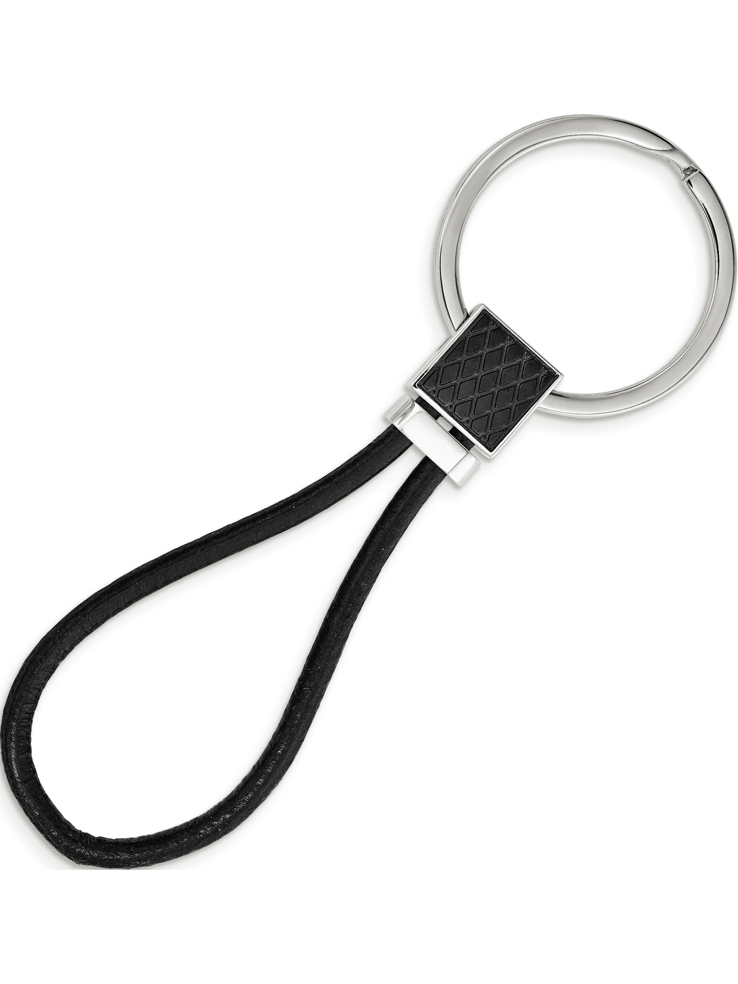 Sweet Pea Image Black Leather Keyring in Gift Box