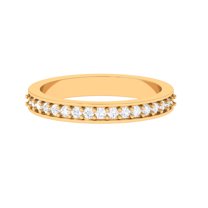 Rosec Jewels Pinpoint Set 1/4 CT Moissanite Ring for Women, Moissanite Semi Eternity Band Ring, Half Eternity Gold Band, Fine Jewelry Ring, 10K Yellow Gold, US 6.00