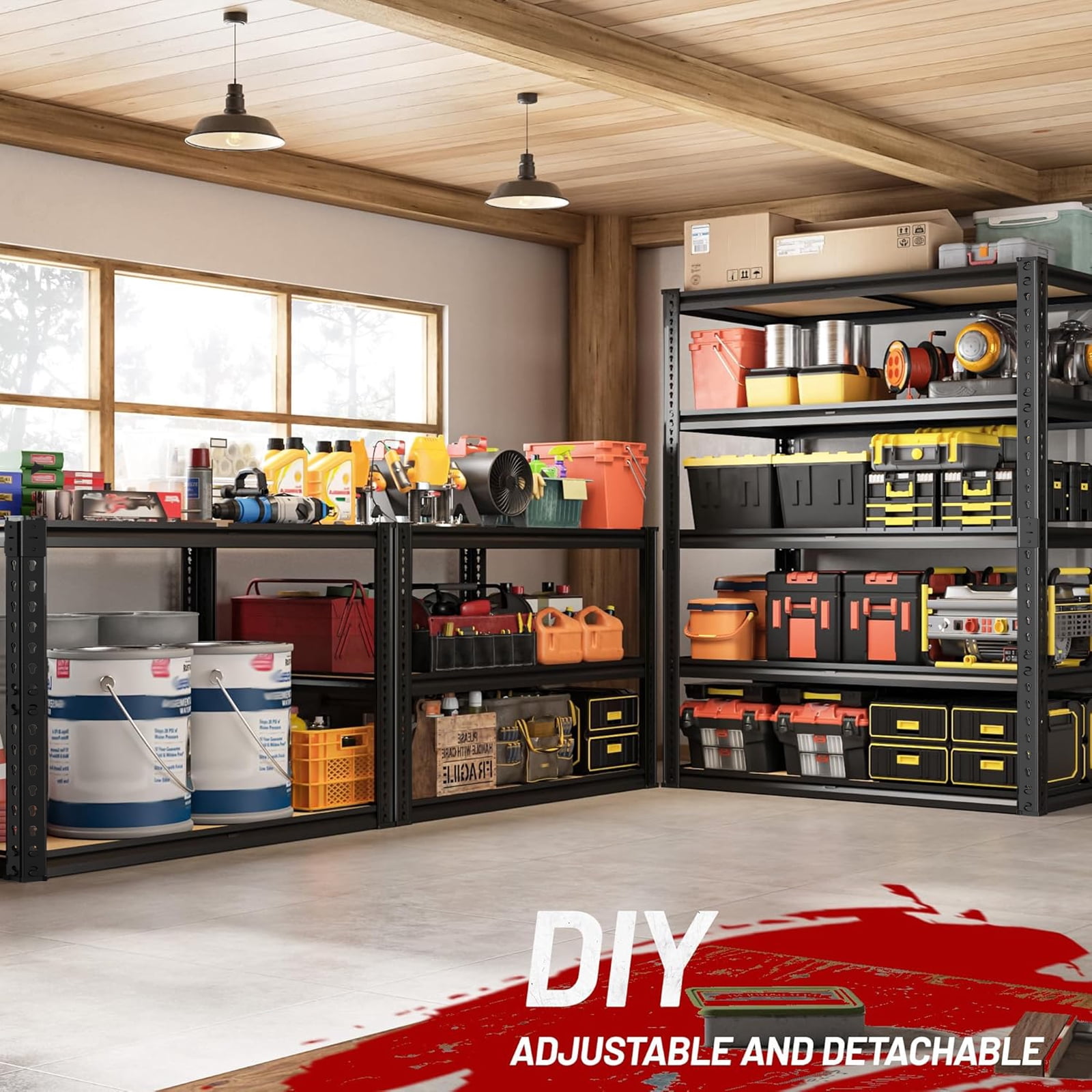 SAMRELAX Garage Storage Shelving Units - 5 Tier Metal Shelving, Heavy Duty Racks for Garage Organization, Adjustable Shelves for Basement, Warehouse, Pantry, 72" H x 35.5" W x 15.8" D, 2000lbs Capaci