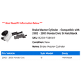 thumbnail image 2 of Brake Master Cylinder - Compatible with 2002 - 2005 Honda Civic Si Hatchback 2003 2004, 2 of 2