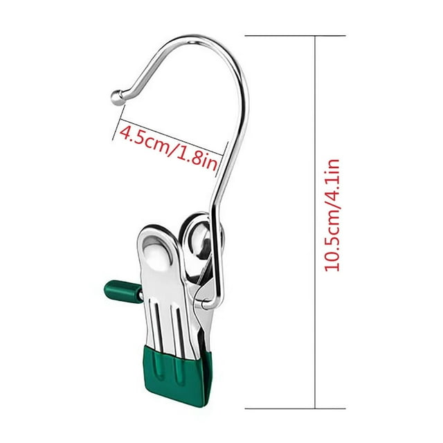 Stainless Steel Hook Clip With Hook Storage Clip Clothes Drying Clip Multifunctional Seamless Towel Hat Sock Windproof Pants Clip Heavy Duty Hanging Hooks