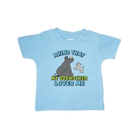 

Inktastic Rhino That My Godmother Loves Me with Cute Rhinos Gift Baby Boy or Baby Girl T-Shirt