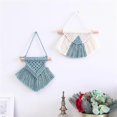 thumbnail image 4 of Tapiz colgante de pared semicircular bohemio de macramé tejido a mano de estilo nórdico con borlas para habitación de niños, dormitorio infantil, A, azul neblina, 4 of 5