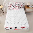 thumbnail image 4 of Manfei Red Cheerleading Zipper Full Size Comforter Sets with Fitted Sheet and 2 Pillowcases For Girls,Cartoon Cheer Bow Print Zipper Bedding SetFor Kids,Reversible,4-Piece, 4 of 7
