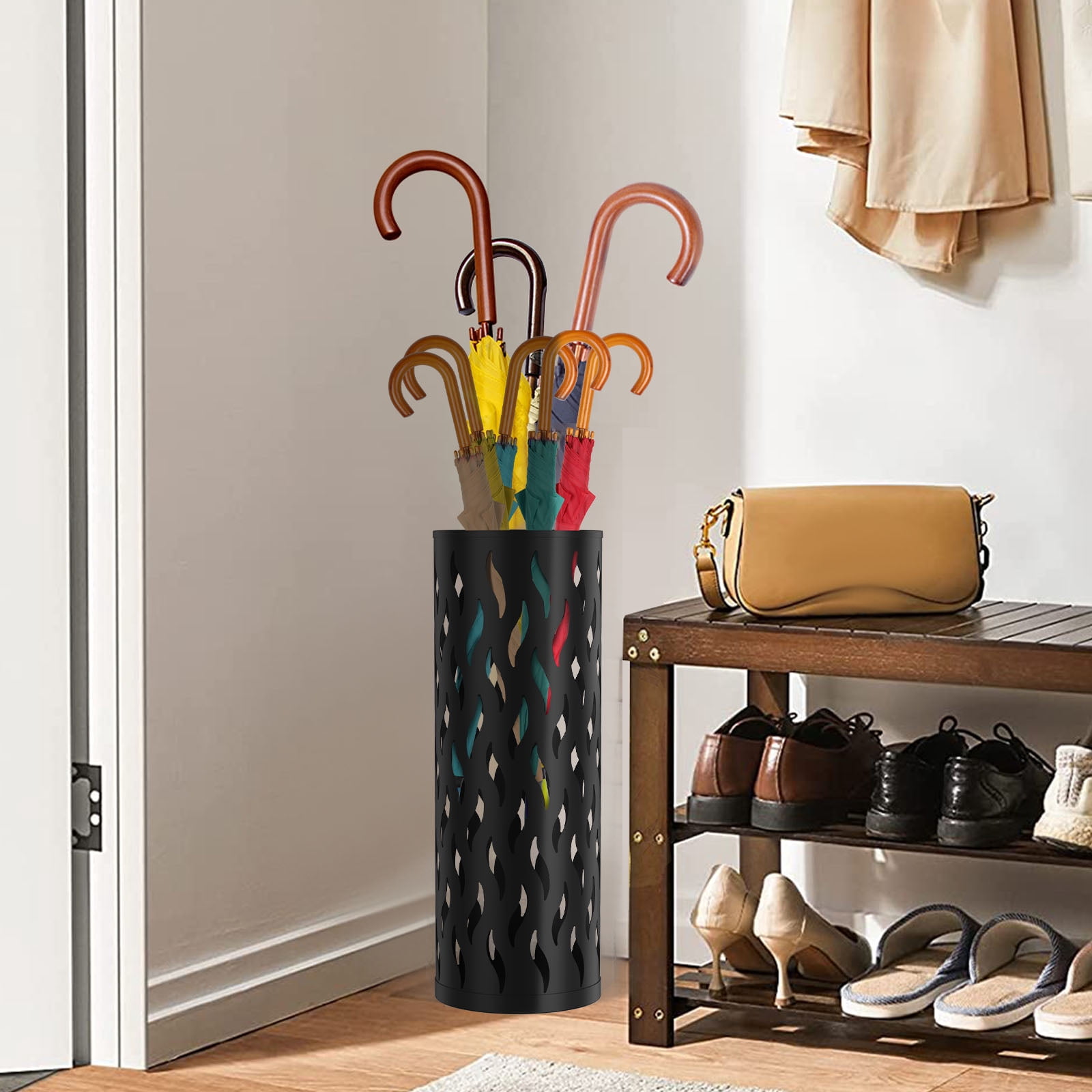 Umbrella Stand Metal Umbrella Holder Hollowed Umbrella Rack Freestanding Umbrella Stand Rack Practical Umbrella Organizer Indoor Umbrella Storage Rack for Home Entryway
