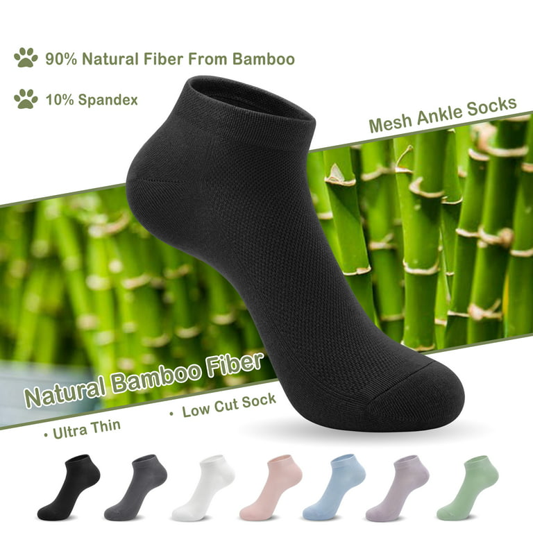 SERISIMPLE Women Thin Mesh Bamboo Ankle Breathable Sock Summer Low-Cut  Socks 5 Pairs (Black, Medium)