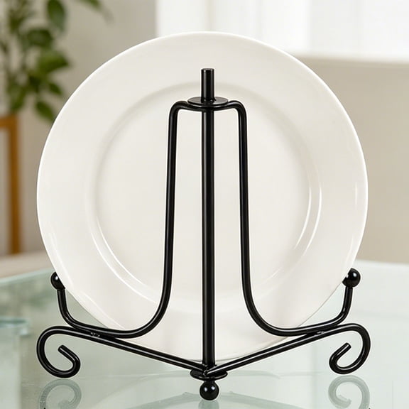 HonestMatter Black Plate Stand for Display, Easel Holder for Decorative Plates and Picture Frames, 4 Inch Tall Small Book Stand, Black