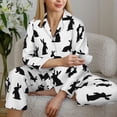 thumbnail image 4 of Wukai Black Rabbit Print Women's Pajama Set - Soft Long Sleeve Sleepwear for Comfort and Style-Small, 4 of 9