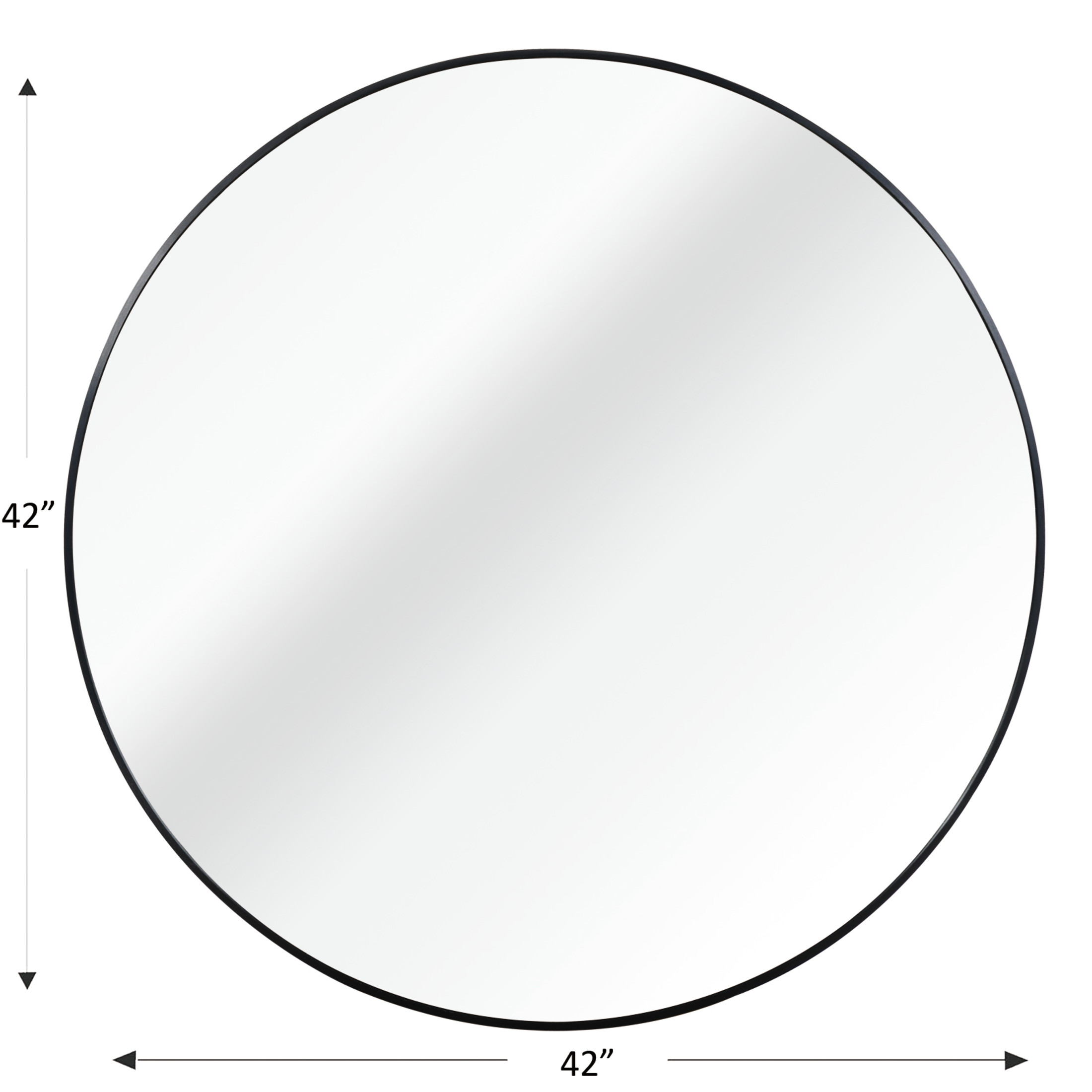 Noble House 42" Round Metal Wall Mirror, Vanity Mirror for Bathroom, Bedroom & Living Room, Black