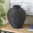 thumbnail image 2 of DecMode 13" Handmade Wrapped Pot Black Metal Vase, 2 of 9