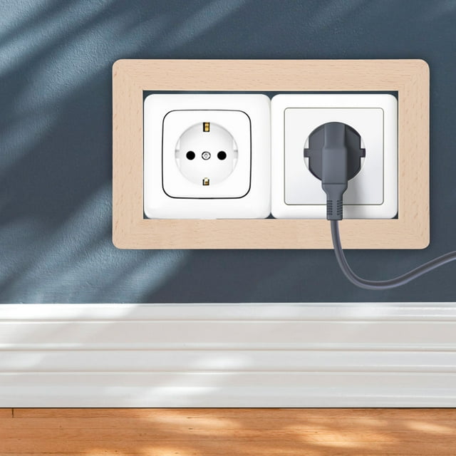 WRITWAA Wooden Switch Cover Wall Socket Panel Plate Decor Beech Khaki Outlet Cover 1 Set