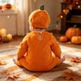 thumbnail image 2 of CUZIBR Infant Halloween Costumes Girl Boy Pumpkin Onesie With Hat Romper Jumpsuit Hooded Long Sleeve Cozy Trick or Treat Clothes,Orange,12-18 Months, 2 of 6