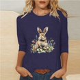 thumbnail image 1 of Xuyuer Ladies' Easter Print Round Neck Three Quarter Sleeve 3/4 Sleeve T-shirt Loose Tops Casual Loose Fit Crewneck T Shirts Tunic Tops, 1 of 5
