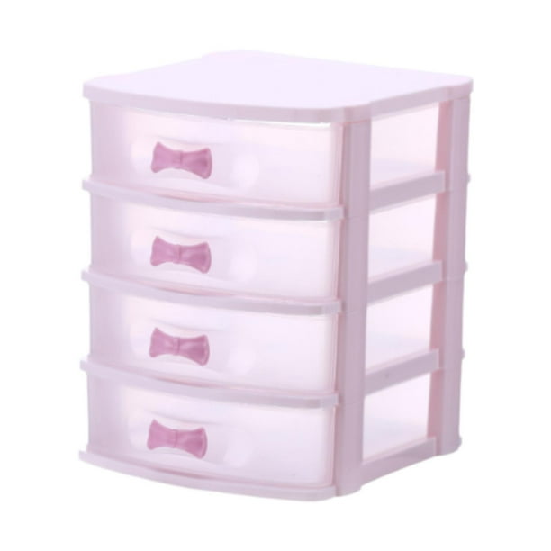 Mini cajón organizador organizador organizador de joyas soporte de cajas de almacenamiento pequeños organizador con cajones para la oficina de arte de Pink 4 nivel