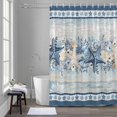 thumbnail image 5 of Navy Blue Starfish Coastal Bathroom Shower Curtain, Beach Botanical Coral Nautical Waterproof Washable Soft Bath Curtain for Bathtub Decor with 12 Hooks&Grommet, 66x72 Inch, 5 of 9