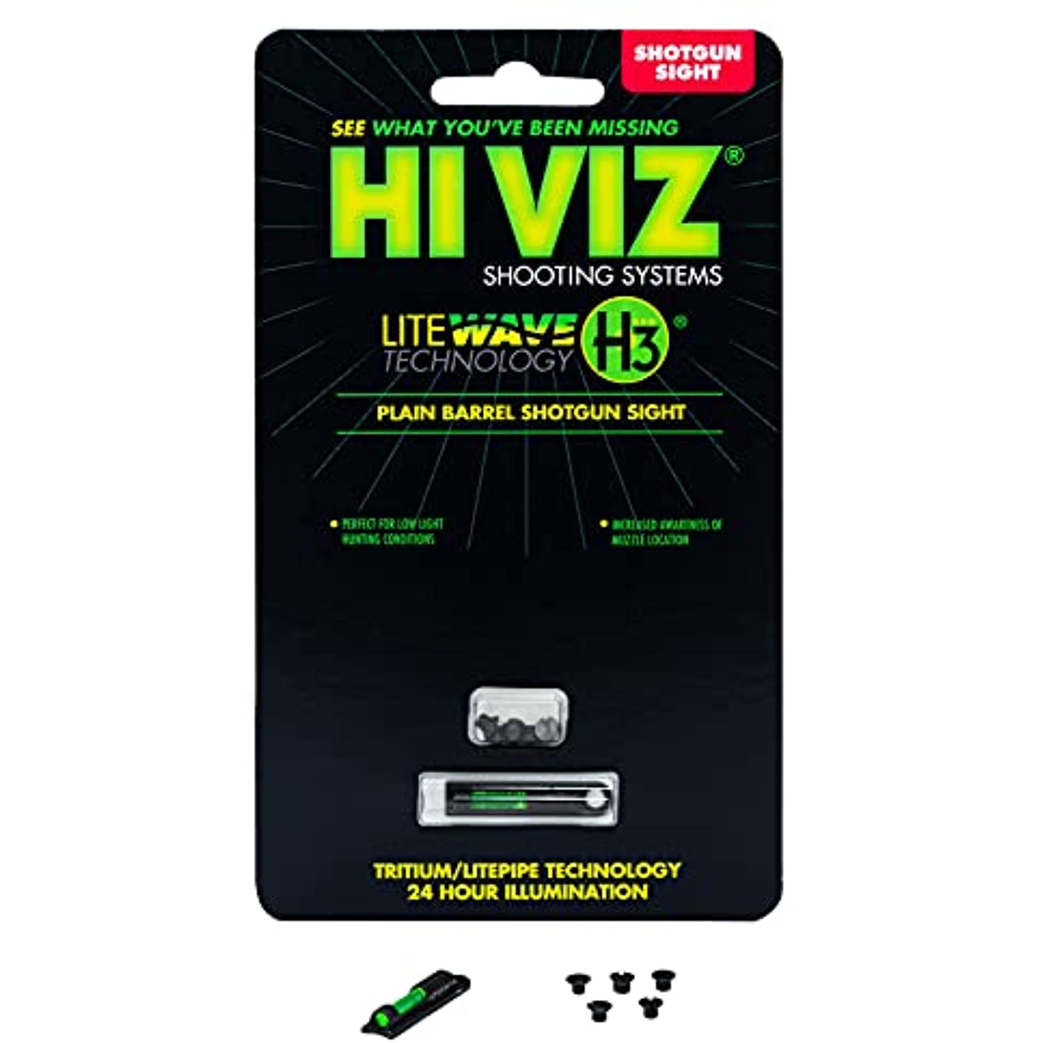 Hiviz Lite Wave H3 Plain Barrel Tritium Day Night Comp Site - image 5 of 6