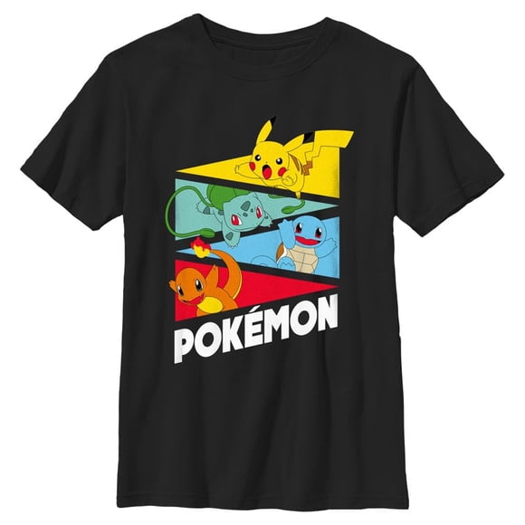 Camiseta Pokémon Boys Starter Pendents de manga corta negra