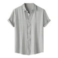thumbnail image 1 of Fashion Summer Men's Short Sleeve Solid Lapel Shirt - Simple Style for Beach, Daily & All Seasons, 1 of 6