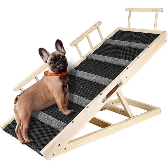 Colourtree Dog Ramp, Adjustable Portable Folding Pet Ramp, 40.75" Long Wooden with Non-Slip Traction Pad for Small Old Dogs and Cats, Applies to Sofa, Couch, Car