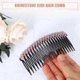thumbnail image 5 of Unique Bargains 2pcs Plastic Rhinestone Side Hair Comb 20 Teeth and 24 Wide Teeth Side Combs Women Slide Combs Pink, 5 of 7
