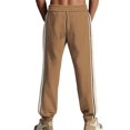 thumbnail image 4 of GrmtClth Men's Trend American Style Dual Side Stripe Corduroy Straight Pants Adjustable Drawcord Waist Retro Walking Casual Pants Khaki M, 4 of 4