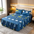 thumbnail image 1 of Linnome Ruffled Bed Skirt with Pillowcases 3 Piece Set Elastic Bed Sheet Bed Cover for Bedroom Decor Machine Washable, 1 of 9