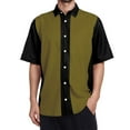 thumbnail image 3 of MNCEKFOD Mens Shirt Casual Color Block Printed Shirt Short Sleeve Button Down with Pocket Classic Fit Mens Tee Shirt Green M, 3 of 6
