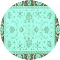 thumbnail image 1 of Ahgly Company Indoor Round Oriental Light Blue Modern Area Rugs, 6' Round, 1 of 4