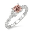 thumbnail image 1 of flower design 1.50 Carat Princess cut Morganite & Diamond Engagement Ring in 14k White Gold morganite & diamond engagement ring, 1 of 3