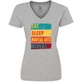 thumbnail image 3 of Inktastic Eat Sleep Martial Arts Repeat Women's V-Neck T-Shirt, 3 of 5