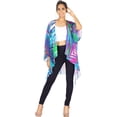 thumbnail image 4 of LA LEELA Women's Chiffon Summer Tropical Beach Loose Casual Bikini Tops Swimwear Cover up Kimono Beachwear Duster Cardigans for Women L-XL Colorful, Chevron Stripes, 4 of 5