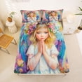 thumbnail image 2 of jejeloiu Colorful Plants Floral Full Size Sheets,Kawaii Angle Girls Bed Sheets 4-Piece, 2 of 6