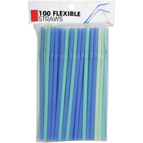 Flexible Blue & Green Straws, 100 ct