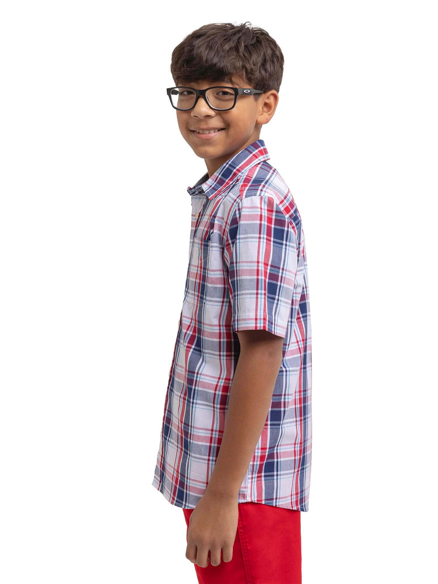U.S. Polo Assn. Boys Short Sleeve Woven Button Up Shirt, Sizes 4-18