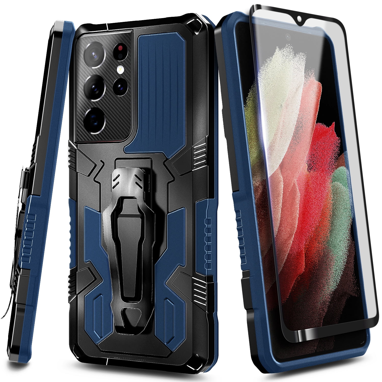 2019 Release, 6.7 inch Full-Body Protective Rugged Matte Bumper Cover with Built-in Screen Protector E-Began Case for Alcatel 3V Shockproof Impact Resist Durable Phone Case -Fantasy Marble Design 