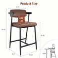 thumbnail image 2 of Bar Stools Set of 2, 37 inch Seat Height Bar Stools, Upholstered Barstools with Back and Footrest, Counter Stools for Kitchen Island, Bar Pub, 2 of 6