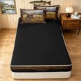 thumbnail image 4 of Manfei Jungle Bear Family Zipper Full Size Comforter Sets with Fitted Sheet and 2 Pillowcases, Woodland Animal Zipper Bedding Set, Brown, Black Reversible, 4pcs, 4 of 7