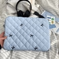 thumbnail image 5 of REMANLAND Women's Bow Detail Satin Quilted Laptop Sleeve Bag, Blue, 5 of 8
