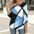 thumbnail image 4 of Womens Color Block Pattern Tunic Blouses Round Neck T-Shirt 3/4 Sleeve Shirts Classic Fit Tunic Tops Dressy Causal Tee Shirts Going Out Beach Clothes Trendy 2025 Summer, 4 of 6