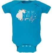 Angle View: Halloween Chubby Unicorn One Day I Will Fly Soft Baby One Piece Turquoise 18 Month