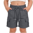 thumbnail image 3 of Spazoro Kids Girls Cargo Shorts with Multi-Pockets, Breathable Solid Color Casual Elastic Drawstring Waist Summer Shorts for Dailywear Dark Gray Size 5-6 T, 3 of 8