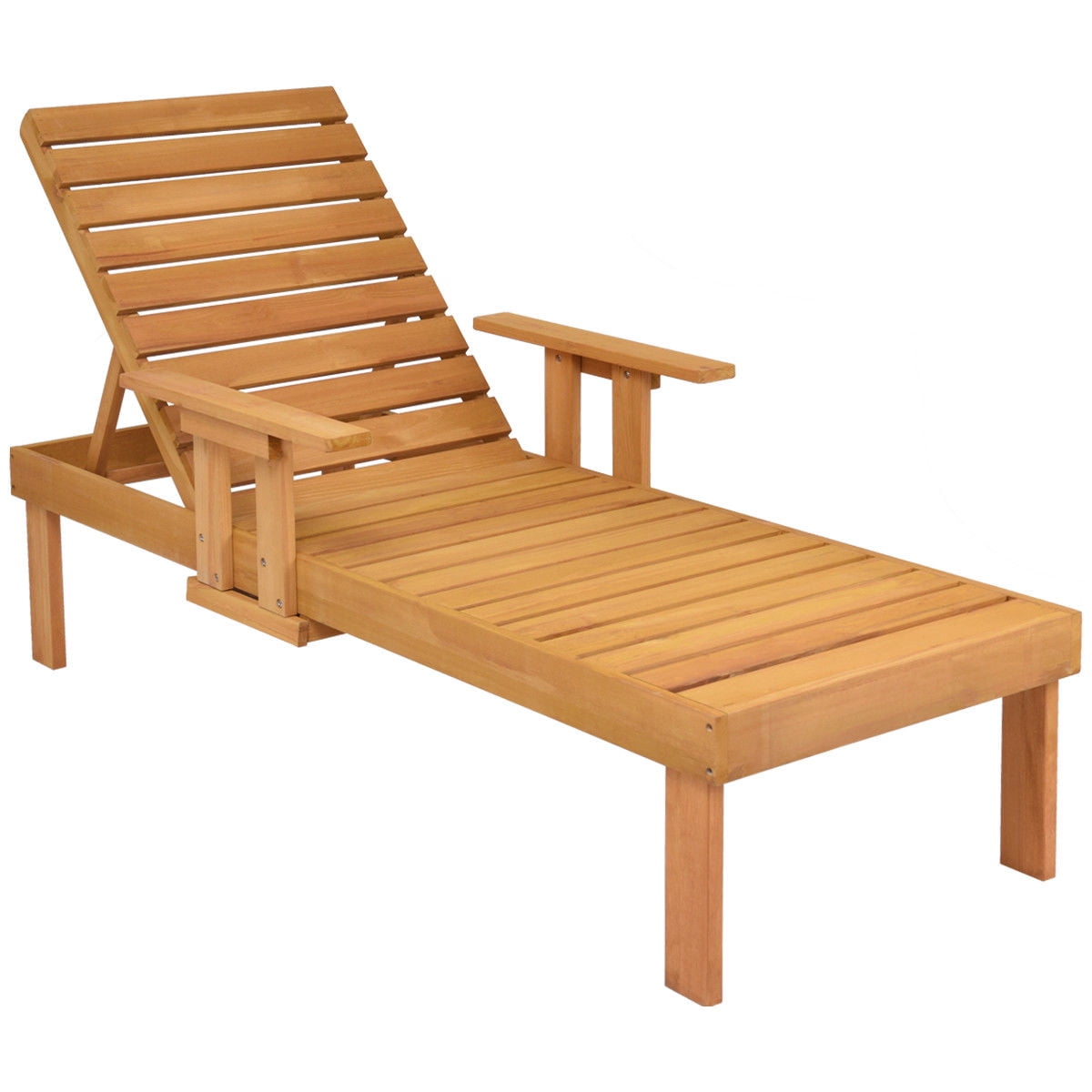 Gymax Patio Chaise Sun Lounger Outdoor Garden Side Tray Deck Chair
