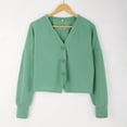 thumbnail image 5 of Baberdicy Women's Single Breasted Knit Cardigan, Solid Color Casual Button down Open Front Sweater , Single-Breasted Knit Cardigan, Solid Button-Front Sweater, Casual Top Green L, 5 of 5