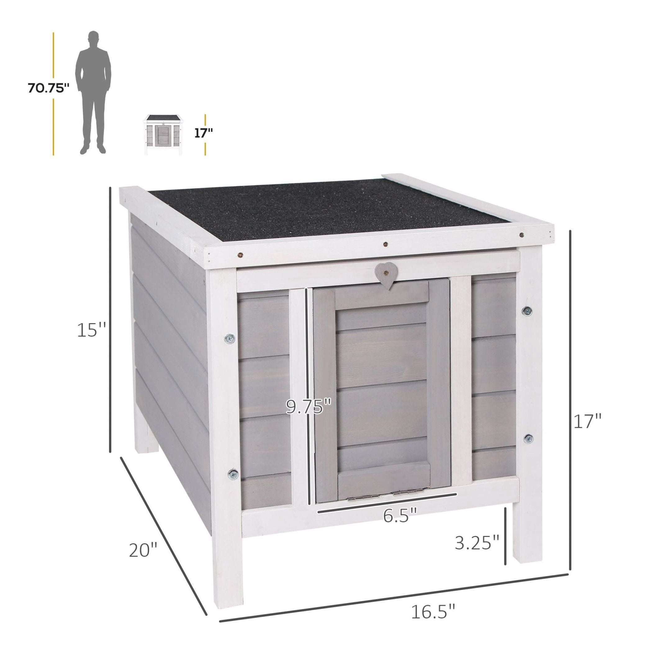 Rabbit Pen, Outdoor Wooden Rabbit Hutch Bunny Guinea Pig Cage with Waterproof Roof Gray