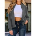 thumbnail image 3 of Women Zip Up Long Sleeve Casual Solid Color Loose Sweatshirts Jackets Outwear with Pockets, 3 of 6