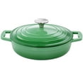 2 qt. Round Enameled Cast Iron Braiser Pan in Green