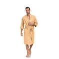 thumbnail image 2 of MAYFISH 100% Cotton Mens Lightweight Robe Summer Short Sleeve Bathrobe Soft Knee Length Robe with Pockets (Sandshell, L), 2 of 6