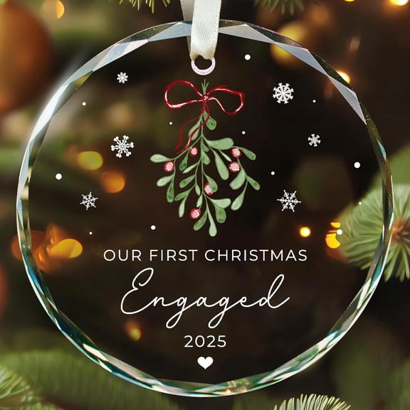 Engagement Gifts for Couples - Engagement Gifts for Women, Her, Bride to Be, Couple - Just Engaged Gift for Her, Friends - Engaged Ornament 2025 - Newly Fiance Gift for Her - Glass Ornament A1